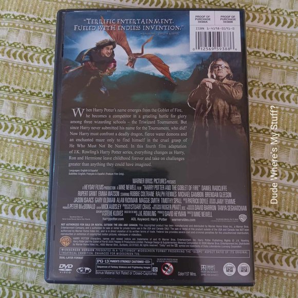 Harry Potter & the Goblet of Fire - WIDESCREEN - 2005 DVD - Picture 3 of 3